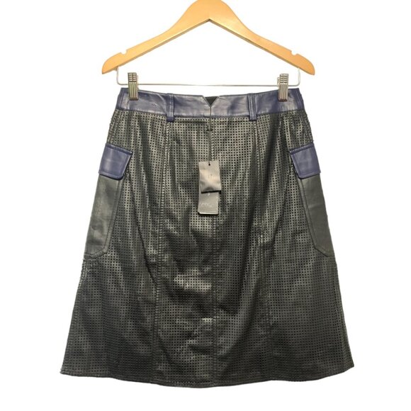 BCBGMAXAZRIA Raya Perforated Faux Leather Skirt - Picture 4 of 6